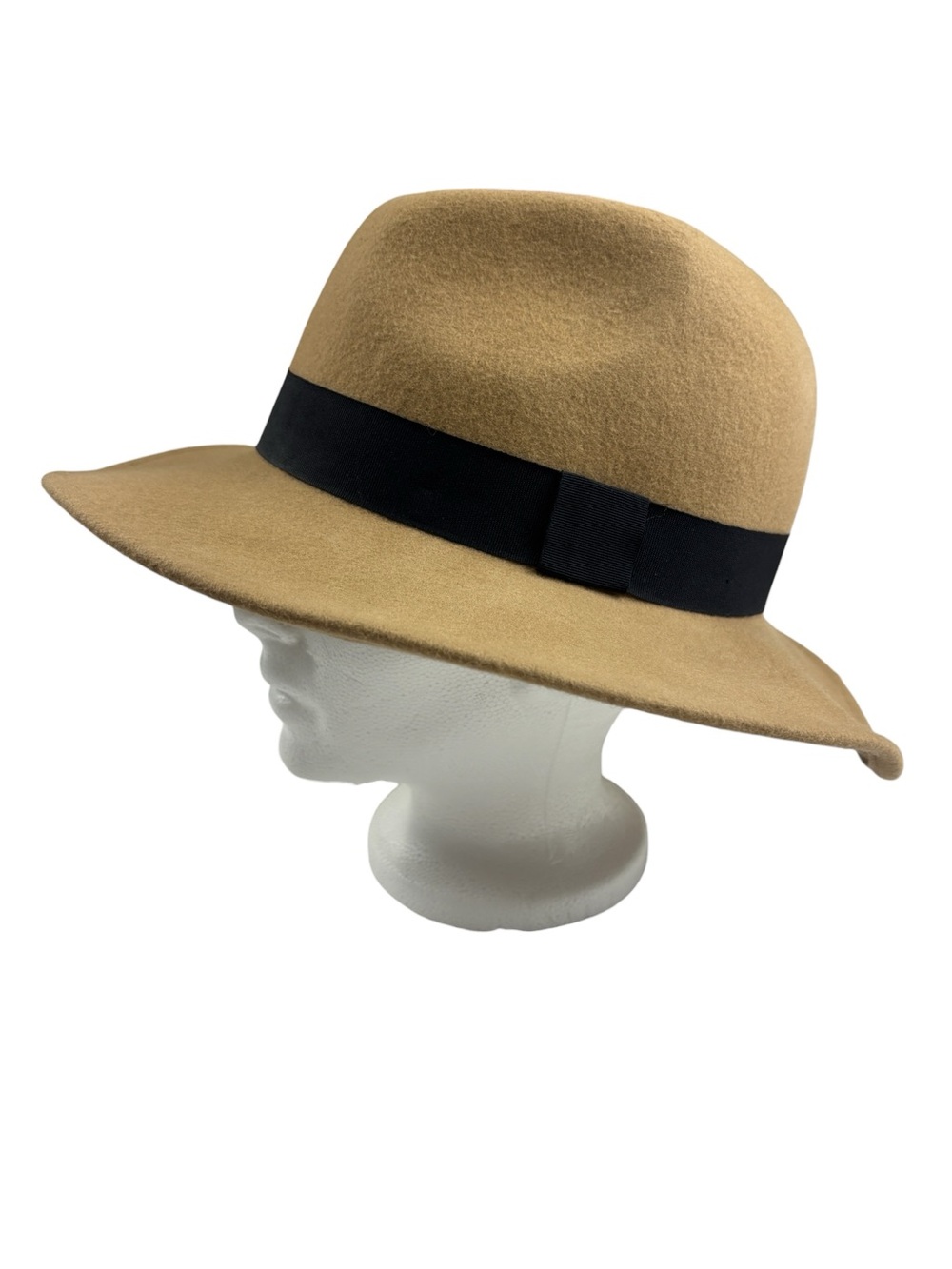 Aldo Womens Classic Wool Fedora Hat Camel with Black Band Size Med/Lrg